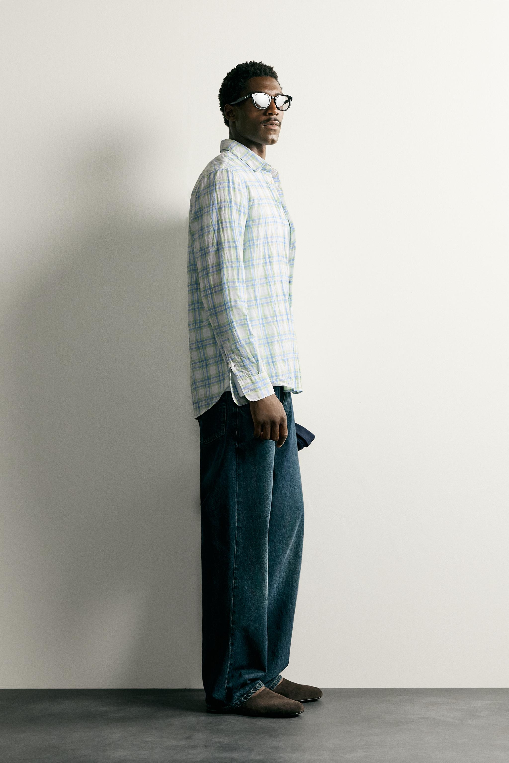 REGULAR FIT WRINKLE EFFECT PLAID SHIRT